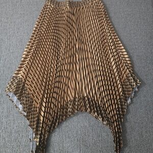 Raquel Skirt 1XL Pleated Houndstooth Stripe Handkerchief Hem Maxi Y2K